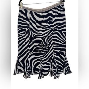 ETRO ⭐️ Skirt Italian size 46 (12-14 in US) Silk Vintage Zebra Print Knee Length